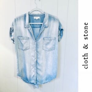 cloth & stone Light Wash Denim Button-Down Shirt